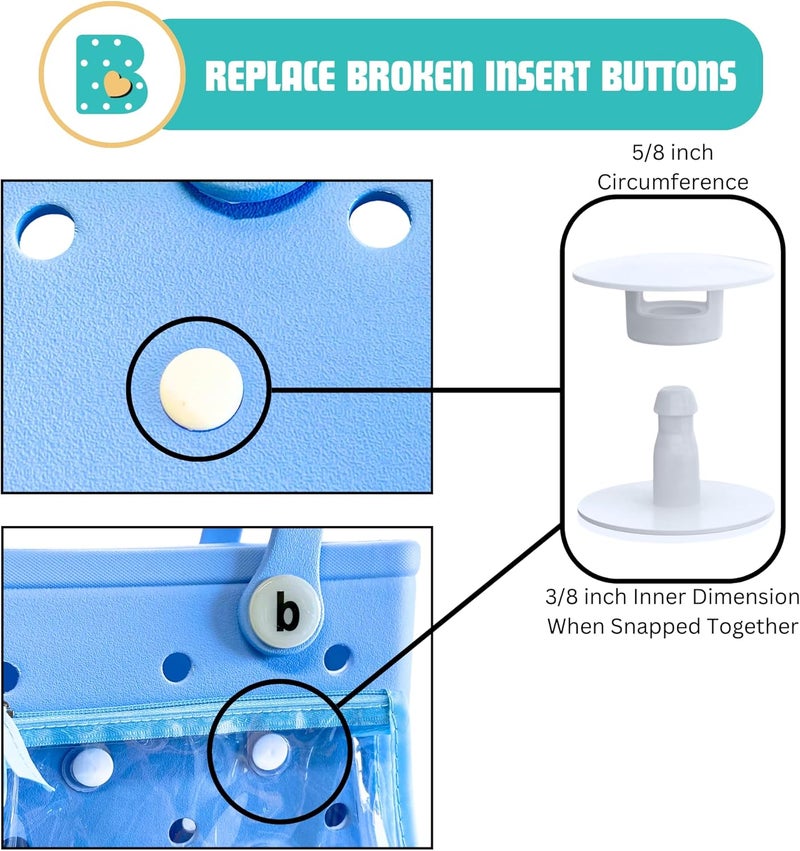 Bag Beans 2-Pack Insert Replacement Rivets for Clear Zipper Pouch. Compatible with Bogg Bag and Most Beach Tote Clear Inserts. Fix Your Beach Bag Insert Quickly and Easily - Image 2